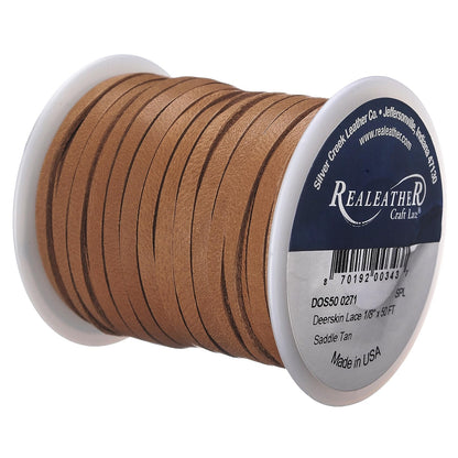 Silver Creek Leather Co Realeather DOS50-0271 Deerskin Leather Lace for Crafts and Jewelry Making, 1/8" x 50', Saddle Tan, 1-Spool