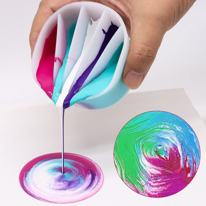 Angela&Alex 11” Rotate Turnable Sculpting Wheel with Acrylic Pouring Strainers Scraper Cone Painter Support Stands Gloves Painting Tools Unique Pattern Train Art Supplies