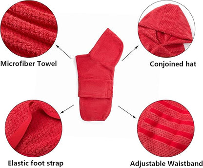 Geyecete Dog Drying Coat with Hood for After Bath Bathrobe Towel Dog Drying Coat for Wet Walking in Rain/Snow-Dry Fast Dog Bag-Pineapple Grid Fast Drying-Red-XXL