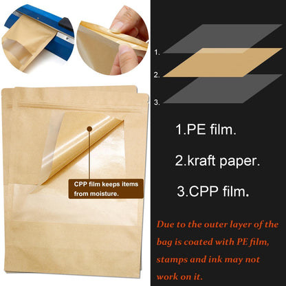 Blisstime Stand Up Pouches, 50 Pack Kraft Paper Bags with Matte Window and Tear Notch Resealable Bags for Small Business Home Use (4.8 x 6.5 Inches)