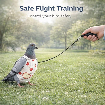 2PCS Pigeon Diaper Harness Kit with Disposable Pads and Flight Training Leash, Reusable Pigeon Pants Harness for Indoor Use, Adjustable Bird Harness for Pigeon Training (XL)
