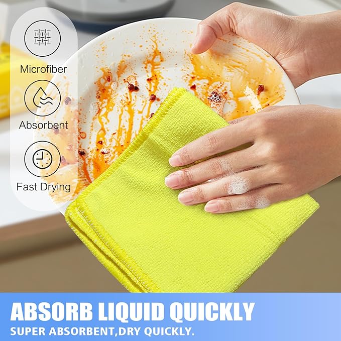 KinHwa Kitchen Washcloths for Dishes Absorbent Microfiber Dish Cloths Quick Dry