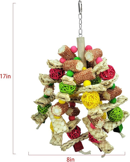 Cokliomc Parrot Toys, Natural Corncob Bird Chew Toys for Small and Medium Macaws, African Grey Parrots, Amazon Parrots Bird Cage