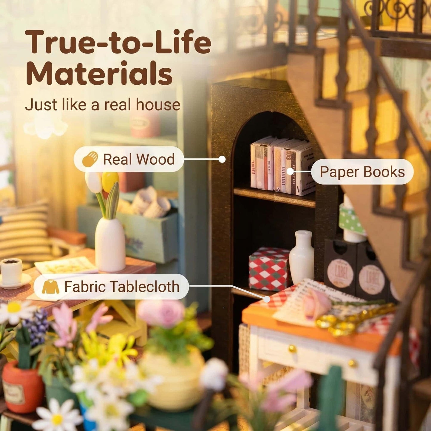 Kedymai DIY Miniature House Kit,Fairy Dollhouse for Adults with Music Movement and LED Lights, Two-Story Wooden Tiny Home Kit,Fairy Garden Kit Décor for Family and Friends