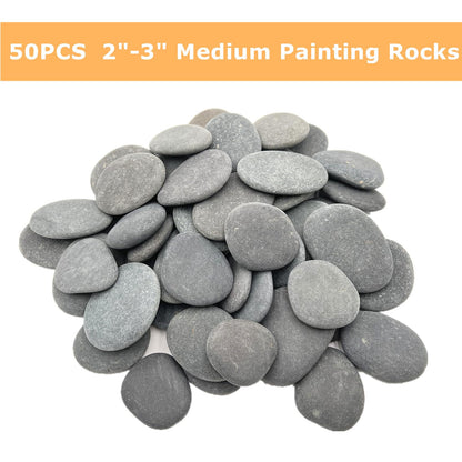 Lifetop 50 PCS Rocks Bulk for Painting, 2"-3" Natural River DIY Flat & Smooth Kindness Stones for Crafts, Decoration, Medium Rocks for Painting,Hand Picked
