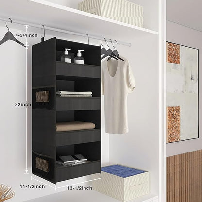 4-Shelf Hanging Closet Organizer and Storage Foldable Hanging Closet Shelves