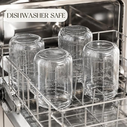 KEMORELA 6-Pack 16oz Overnight Oats Containers with Lids, Wide Mouth Glass Mason Jars with Airtight Lids, Reusable Glass Food Storage Containers for Yogurt, Chia Pudding, Salad, and Pickles
