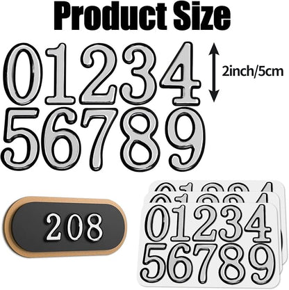 opasyo 30 Pieces Mailbox Numbers for Outside 2 inch 0-9 Self-Adhesive Mail Box Numbers,3D Gold House Numbers for Mailbox, Apartment, House, Trash Bins,Office Hotel Room (Silver, 2inch)