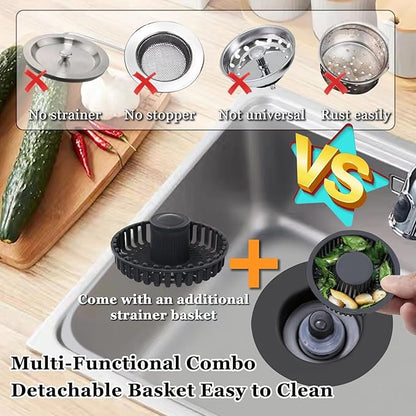 3 in 1 Kitchen Sink Stopper, Pop Up Kitchen Sink Drain Strainer,
