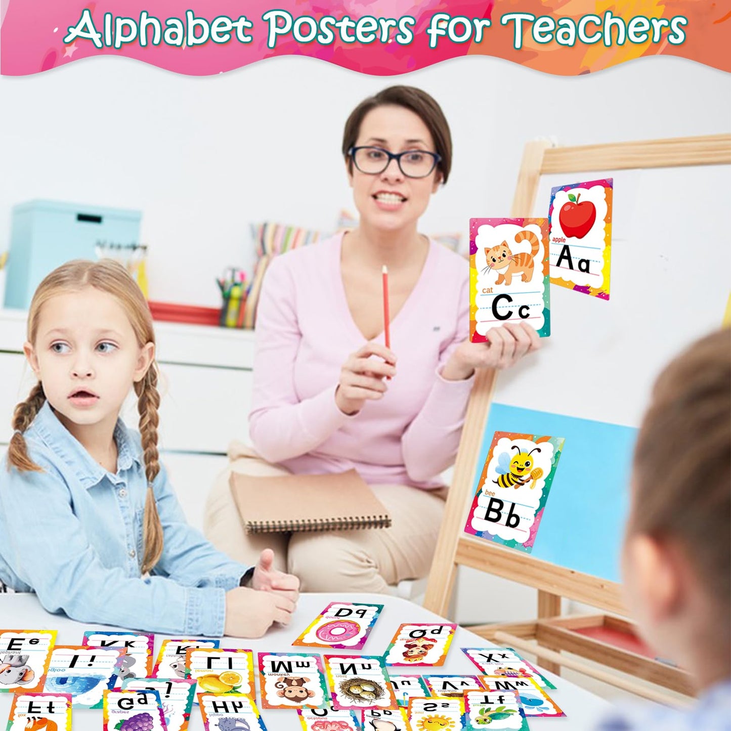 Adduster Alphabet Letters for Wall - ABC Alphabet Poster Classroom Wall Alphabet Alphabet Wall Chart Kindergarten Elementary Classroom Wall Decor Daycare Homeschool Supplies (Write Badly)