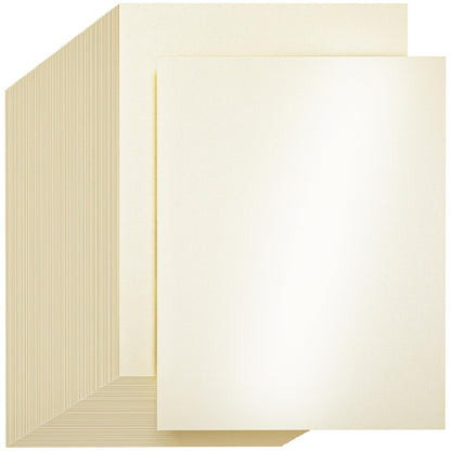 CreGear 100 Sheets Cream Shimmer Cardstock Printer Paper 8.5 x 11, 78lb/210gsm Glossy Card Stock, Premium Pearl Cardstock, Double Side Pearlescent Paper for DIY Craft, Christmas Card Making,Invitation
