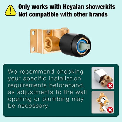 Heyalan Shower Faucet Set with Valve, Bathroom Rainfall Shower System, Wall Mount Single Handle Shower Trim Kit, Rainfall Fixed Shower Head, 8 Inch Square Shower Head, Matte Black