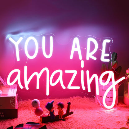 SYLHOME You Are Amazing LED Neon Light Sign 5V Girls Boys Bedroom Living Room Classroom Wall Decor Sign Hanging Smart Kid Birthday USB 16.9" X 10.6" Warm White