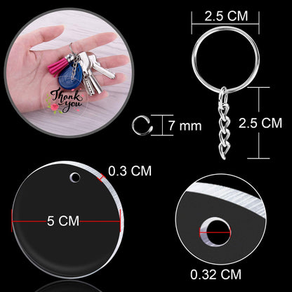 Duufin 108 Pieces Acrylic Keychain Blanks with Key Chain Rings 2 Inch Round Clear Acrylic Blanks for Keychain DIY Projects and Crafts