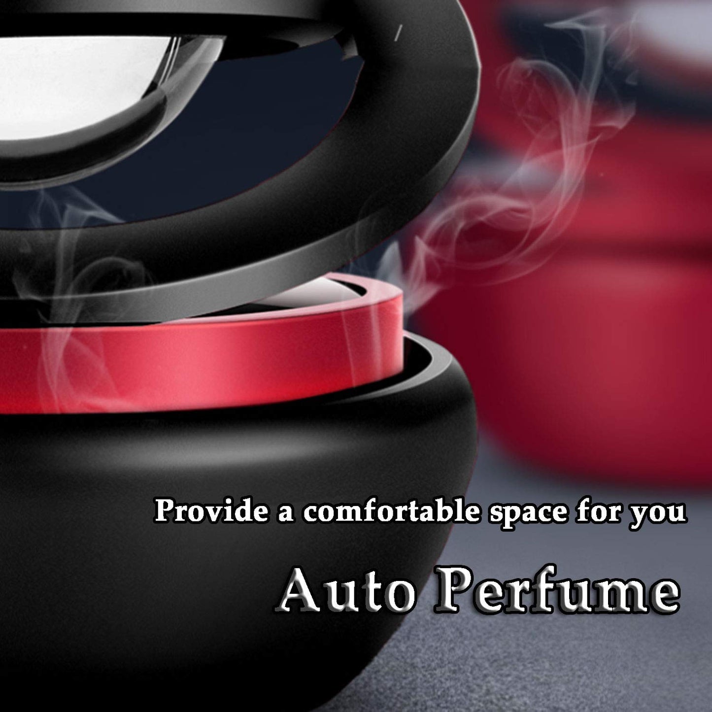 Kwak's Car Air Freshener Solar Energy Rotating Refillable Air Purifier for Car Interior Dashboard Autorotation Decoration Accessories(black)