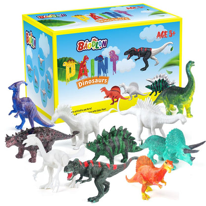 BAODLON Kids Arts Crafts Set Dinosaur Toy Painting Kit - 10 Dinosaur Figurines, Decorate Your Dinosaurs, Create a Dino World Painting Toys Gifts for 5, 6, 7, 8 Year Old Boys Kids Girls Toddlers