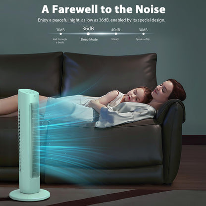 Antarctic Star Tower Fan 85°Oscillating Quiet Cooling 15H Timer Remote Control Powerful Standing 3 Wind Speed 3 Wind Modes LED Display Bladeless Portable LED Display,Bedroom Office, Green