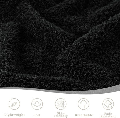 Exclusivo Mezcla Fleece Black Throw Blanket for Couch Sofa, Ultra Soft, Lightweight and Fluffy Blankets for Women, All Season, 50x60 Inches