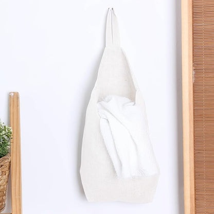 100% Linen Hanging Storage Bags Baskets 2 Pcs, Small Wall Storage Bag
