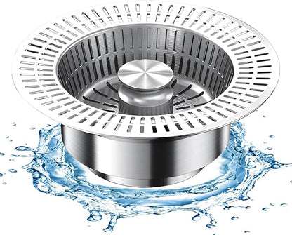 3 in 1 Kitchen Sink Drain Strainer, Universal Stainless Steel Kitchen Sink