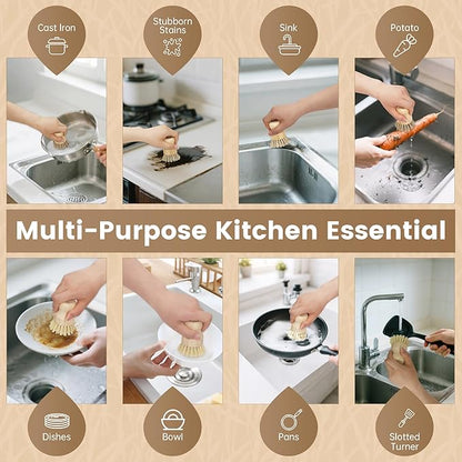 2-Pack Bamboo Dish Brush – Natural Dish Scrub Brush