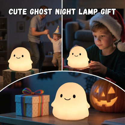 Rytinazzz Halloween Ghost Night Light, 50-Hour Battery & Pat Control, Cute Squishy Lamp for Kids Room Decor, USB Rechargeable with Timer, Cute Home Decor