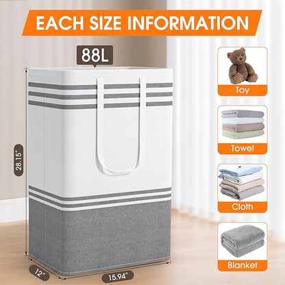 2 Pack Large Home Laundry Basket, Laundry Hamper, Freestanding Waterproof Dirty