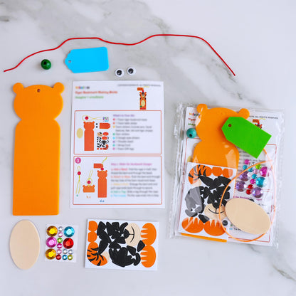 Winlyn 32 Sets Jungle Animal Crafts Kits DIY Jungle Safari Zoo Wild Animal Bookmarks Decorations Art Set Tiger Lion Zebra Foam Stickers for Kids Party Favors Classroom Activities Reading Rewards