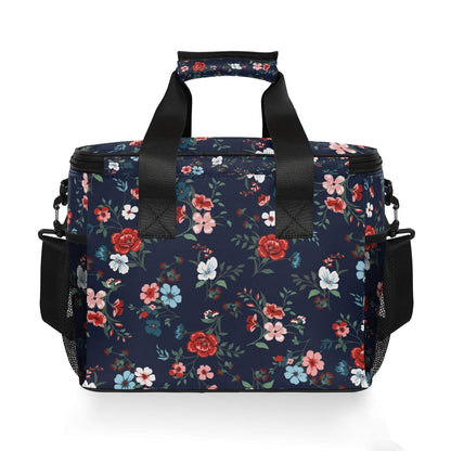 JUMBEAR 15L Leakproof Reusable Insulated Cooler Lunch Bag Office Work Picnic Hiking Beach Lunch Box Organizer with Adjustable Shoulder Strap, Rose Floral