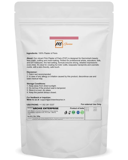 mGanna Pink Plaster of Paris (POP) 908 g / 2 lbs – Thermoherb Beauty Face Mask, Crafting and Mold-Making