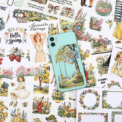 Dwpetzo Scrapbook Sticker Book for Scrapbooking, Golden Horizon Theme, 20 Sheets A5 Pre-Cut Washi Paper PET Stickers for Journaling, Junk Journal Supplies, Bujo, Collage, Crafts Arts