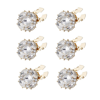 Jerler 6 Pcs 21mm Sliver Rhinestone Button Covers Crystal Embellishments Sew on Clothing DIY, Silver Crystal Detachable Decorative Clips (Silver Button-9, Medium)