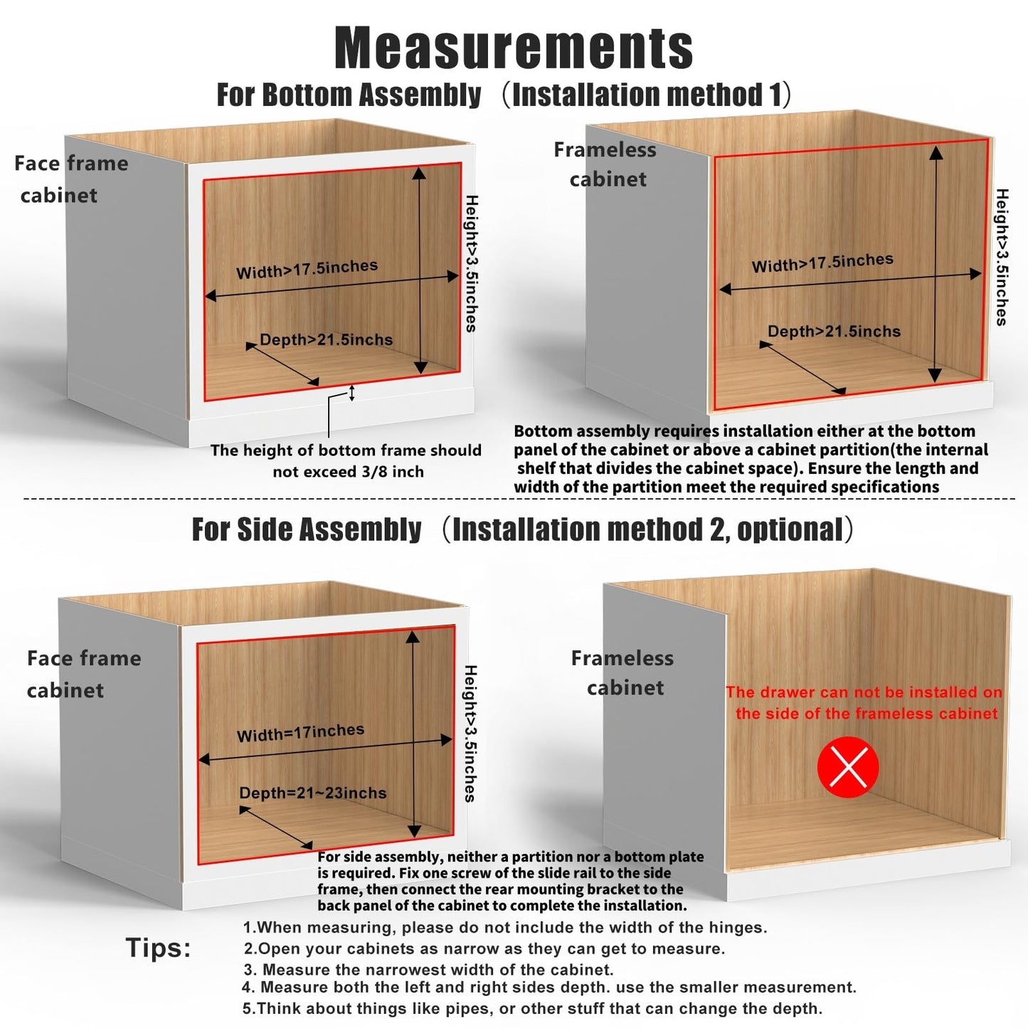 Mulush 16”W x 21”D x 3‘’H Soft Close Slide Out Wood Drawer Organizer for Kitchen, Finished, (Cabinet Opening>17.5 inches for Bottom Assembly, Opening= 17 inches for Side Assembly)