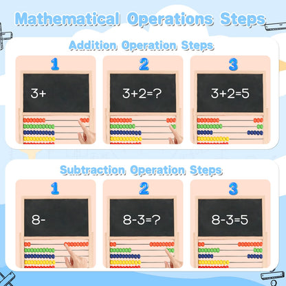 Wooden Abacus for Kids Math Games for Kids 3-5 4 5-7 6-8 Counters Toys with Double-Sided Whiteboard Blackboard and Magnetic Number Cards 1-100 Educational Counting Math Manipulatives 1st 2nd grade