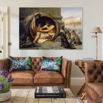 Diogenes Greek Philosopher With Dogs Lantern Scene Canvas Printing Wall Art Prints Wall Decor Posters Classical Painting Scandinavian Bohemian for Living Room Bedroom Office 16x24inch(40x60cm)