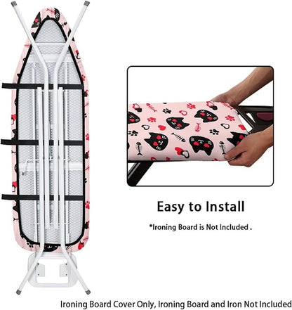 Cat Design Ironing Board Cover and Pad, Standard Size 16x55 inche Thick Padding