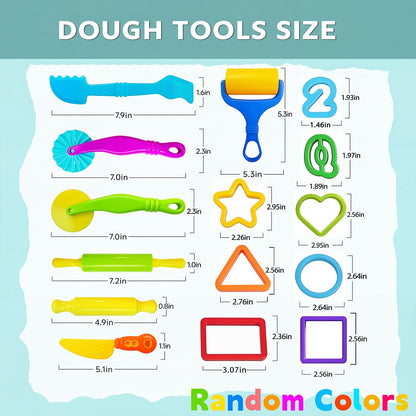 55 Pcs Alphabet & Number Dough Tool Set – Clay Play Kit for Kids with Rolling Pins, Geometric Cutters & Letter Molds, Modeling Accessories for Creative Learning