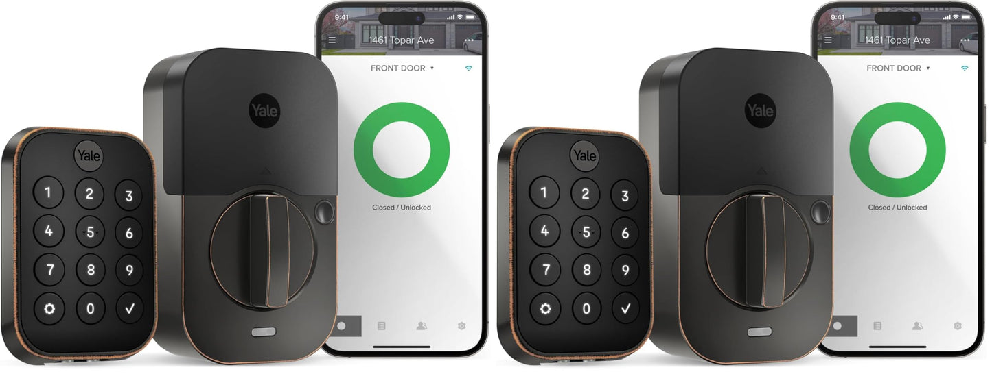 Yale Security Assure Lock 2 Deadbolt, Black Suede Keyed Smart Entry Door Lock with Wi-Fi Connected Keypad for Code Entry and Remote Access, YRD410-WF1-BSP