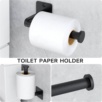 KLJKPA 20 Pieces Bathroom Hardware Set, Black Bathroom Accessories Set, 24 inch Towel Bar, Towel Racks for Bathroom, Robe Towel Hooks, Toilet Paper Holder Wall Mounted