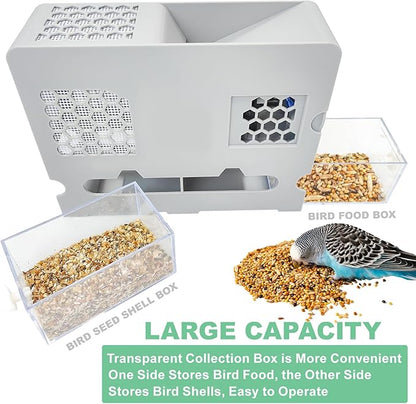 Bird Feed Shell Blowing Machine,No Assembly Required Husk Remover Wind Sheller Bird Seed Cleaner Machine, With Adjustable Speed Fan、intelligent Digital Display、rechargeable and Washable Quick Shelling