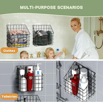 2 Pack Bath Toy Storage Organizer Basket, Large Metal Bathtub Toy Holder