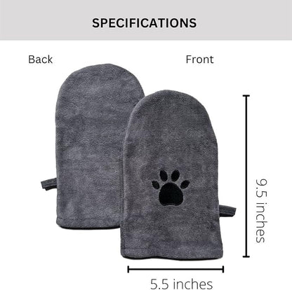 Penny & Niko Microfiber Pet Towel Mitts - Paw Cleaning and Drying Mitts/Gloves for Dogs and Cats (Gray, Standard - 4 Pack)