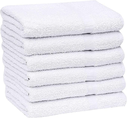 GOLD TEXTILES 12 Pack White Economy Cotton Blend 15x25 Inches Basic Hand
