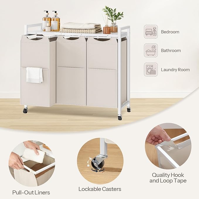 HOOBRO Laundry Sorter 3 Section, Laundry Hamper