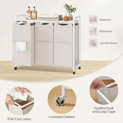 HOOBRO Laundry Sorter 3 Section, Laundry Hamper