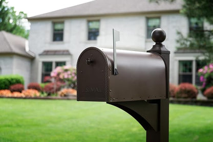 Architectural Mailboxes Edwards™ Weather-Resistant Steel Metal Post Mounted Mail Box for Outside, Bronze, Large Curbside Mailbox, USPS Approved for Residential Delivery