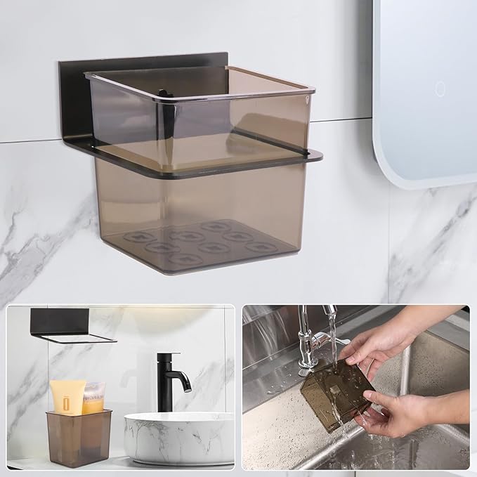 Bathroom Toothbrush Holder Set Modern Black Metal Clear Plastic Toothbrush