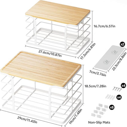 2 Pack Extra Large Stackable Pantry Organizer, Wall Mount Garbage Bag Holder