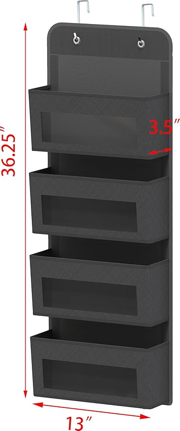 Simple Houseware 4 Clear Window Pocket Over Closet Door Storage Hanging