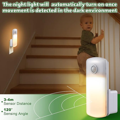 Enhon 3 Pack Emergency Power Failure Night Lights, Motion Sensor Night Light, Automatic Dusk to Dawn, Emergency Lights for Home, Bedrooms, Hallways, Black Outs, Rechargeable